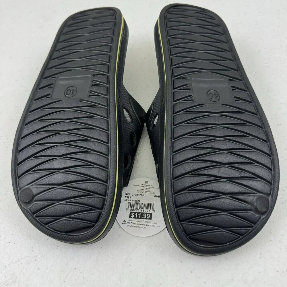 New Men's Sole Selection Black Slides Rubber Sandals Flip Flops Slip Ons 7(40)